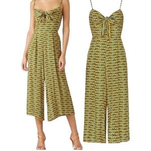 Haney Womens Bea Jumpsuit Size 10 Yellow Gold Print with pockets